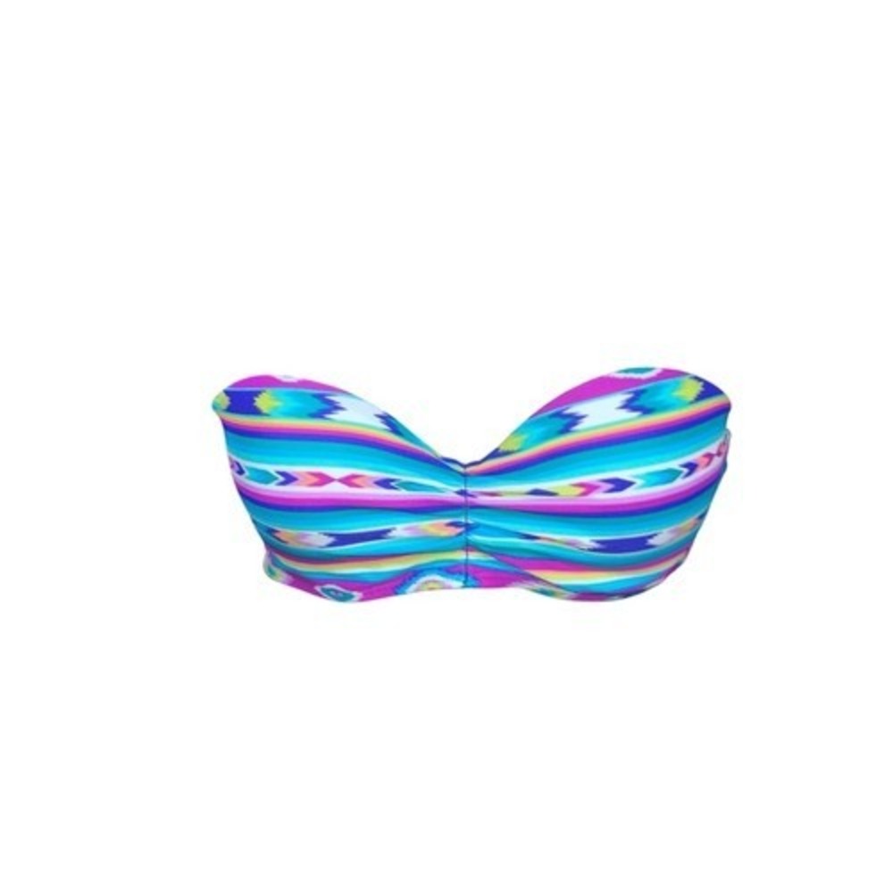NEW WITH TAGS NWT HULA HONEY multi geo&stripe bandeau swim top multicolored COLO